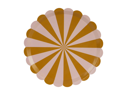 Party plates white with brown stripes