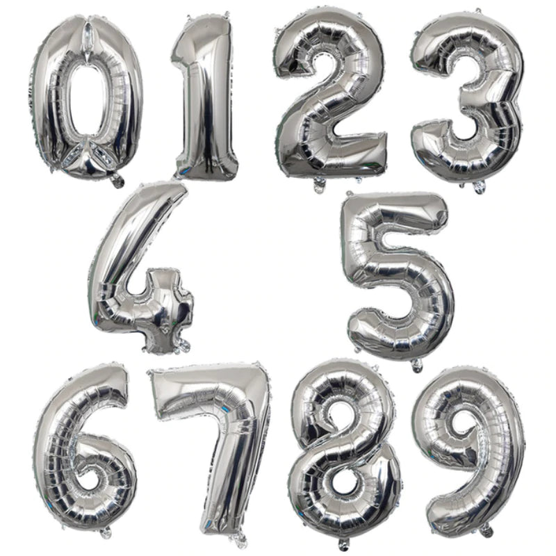 Balon folie cifra 4 argintiu