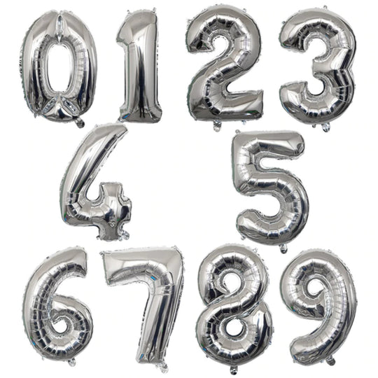 Balon folie cifra 4 argintiu