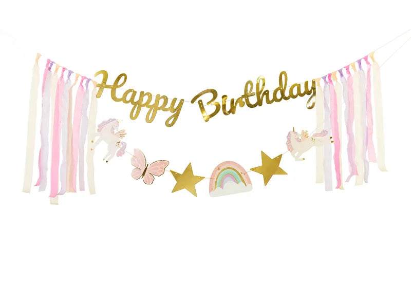 Ghirlanda Happy Birthday cu unicorni 230x17.5cm