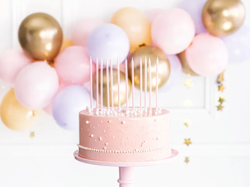 Lumânare tort roz 14cm 12 bucăți