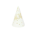"Happy birthday" party hat white 6 pcs 20cm