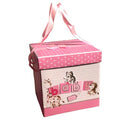 Cutie de cadou botez pentru fete roz cu buline albe 30x30cm