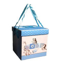 Cutie de cadou botez pentru baieti albastru cu buline albe 30x30cm