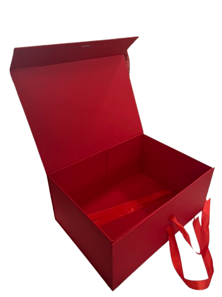 Cutie de cadou montabila rosie simpla cu funda 39x28x17.5 cm